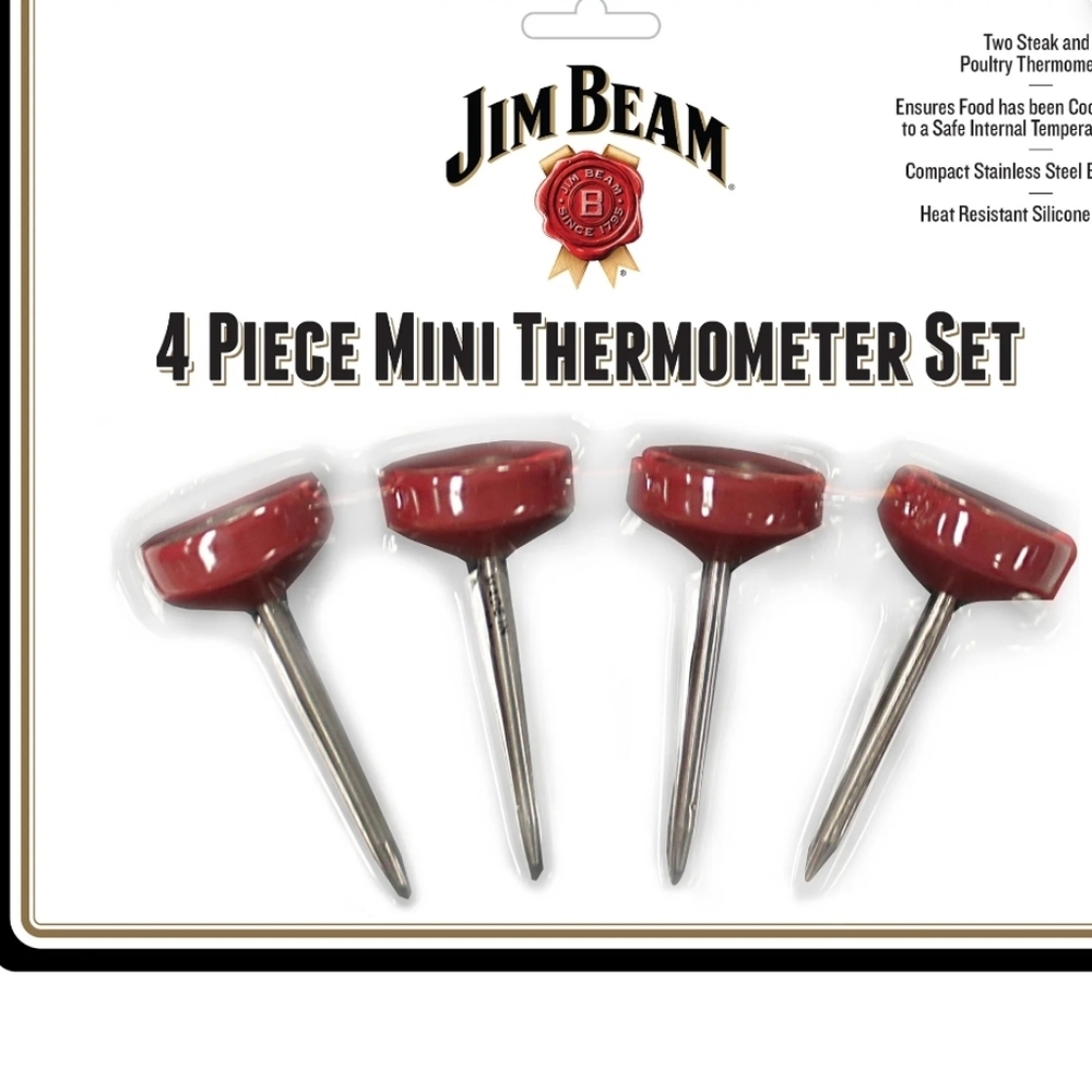 Jim Beam 4 Piece Mini Thermometer Set New